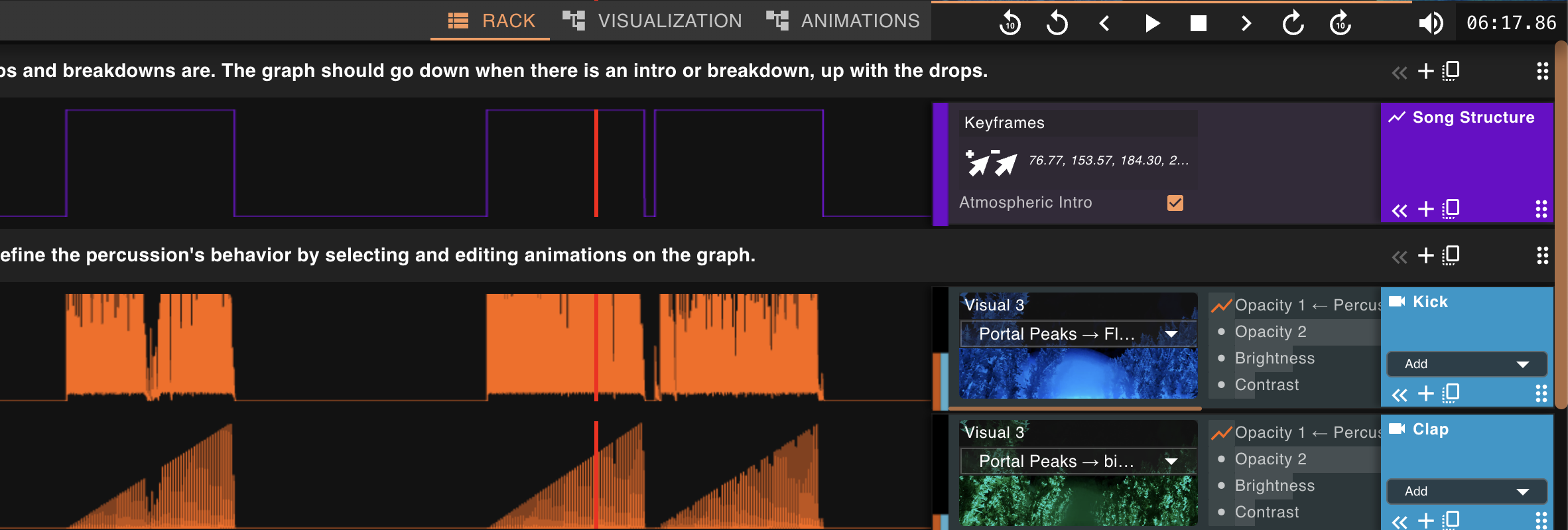Screenshot of the Rack view
