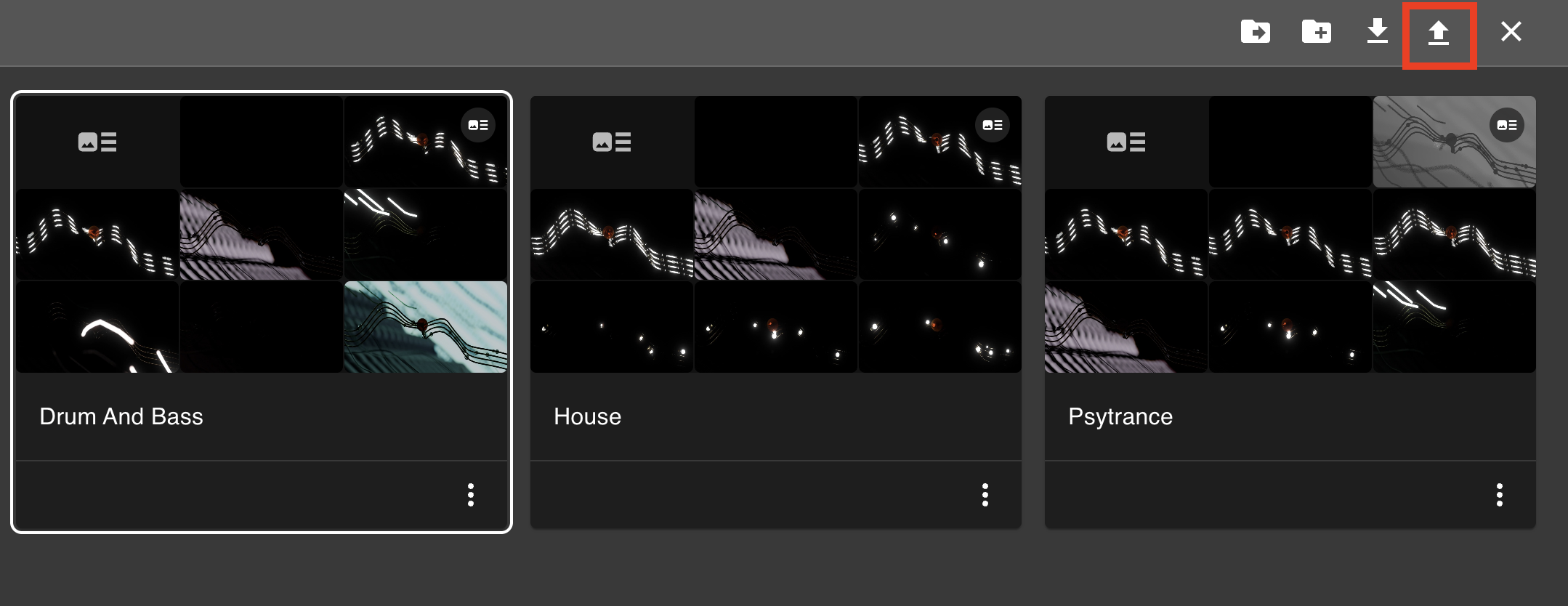 The export button in the gallery toolbar.