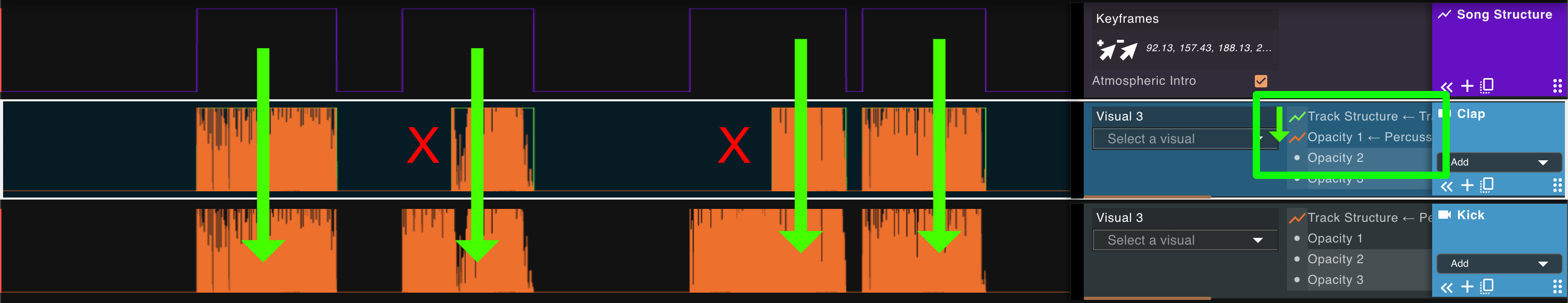 Multiple structures affecting multiple percussions