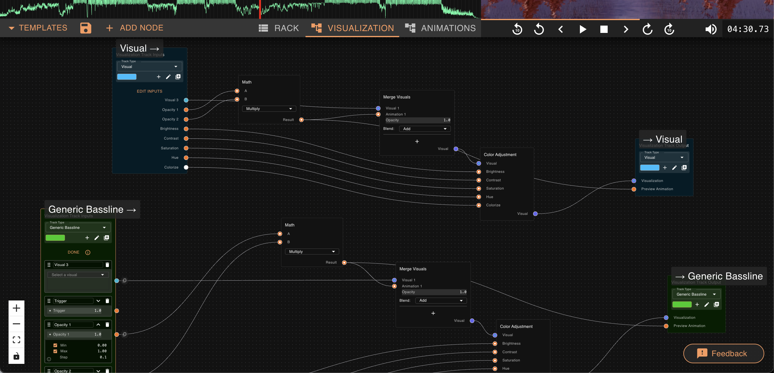 Screenshot of the visualization nodes editor.