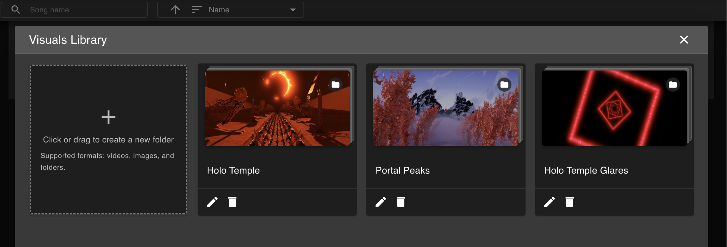 Visuals library in Vizloom interface